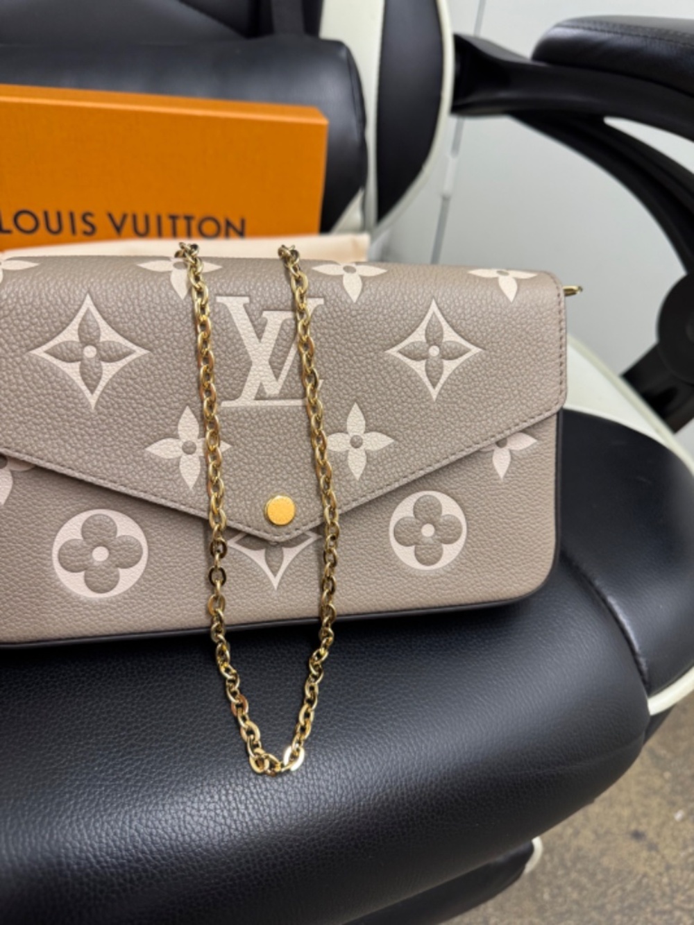 Louis Vuitton Felicie Pochette Bicolor Monogram Empreinte Giant FULL SET